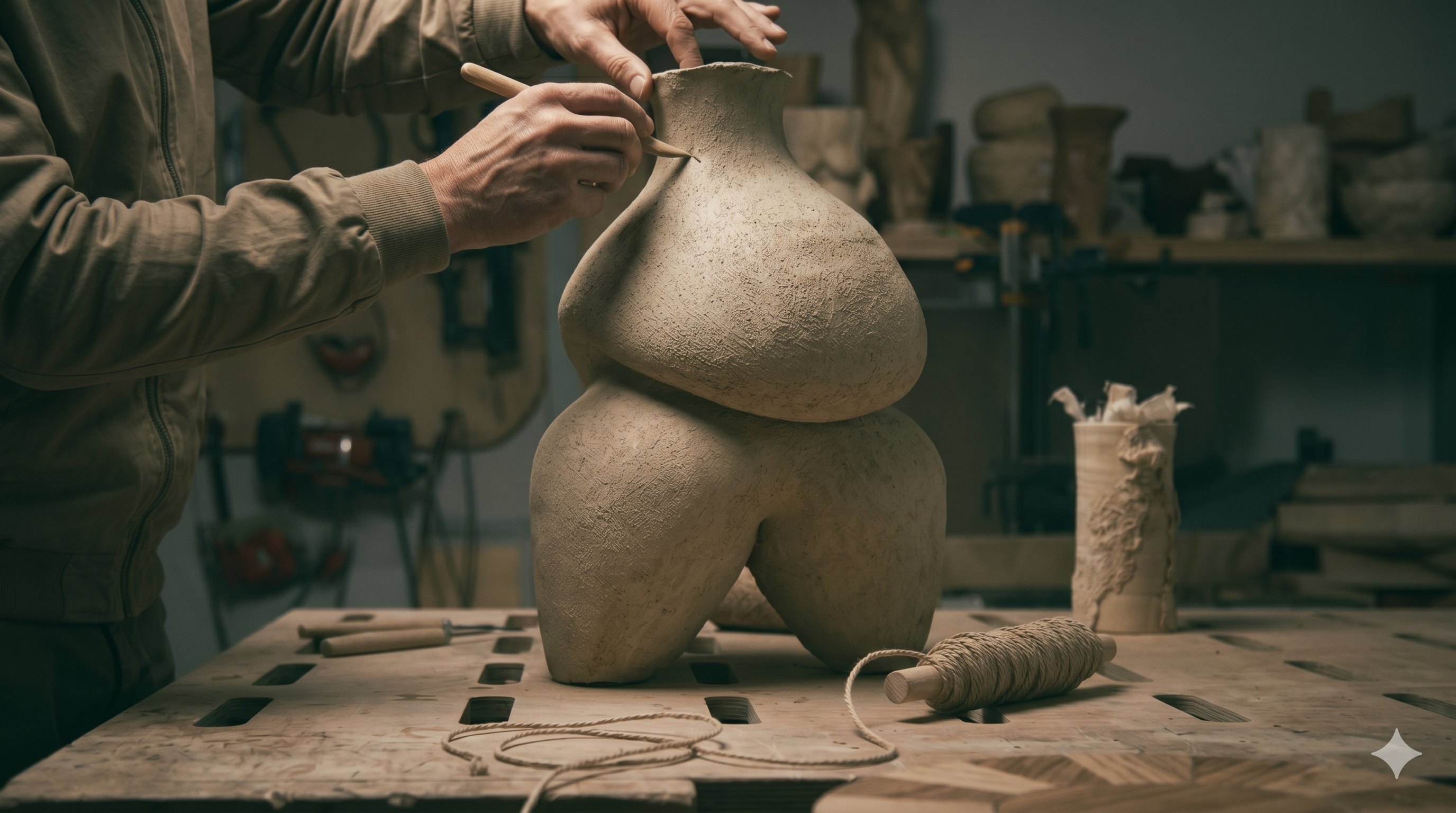 Proceso de creación artesanal de la escultura Magna, escogida y comercializada por Sezme Decor.