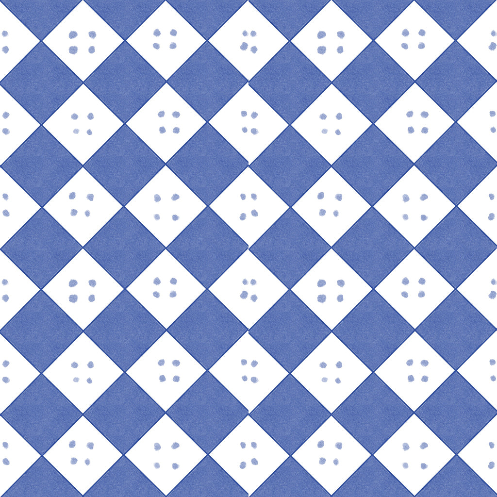 Composición de azulejos artesanales Diamante en bruto creando un patrón de red geométrica continua.