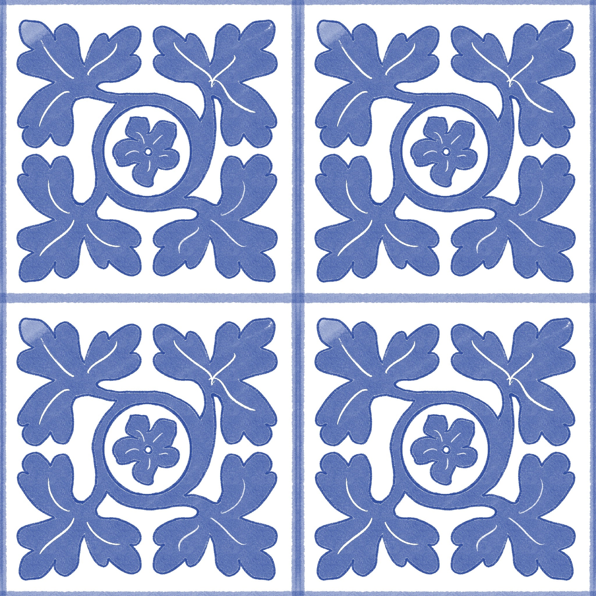 Patrón continuo de azulejos artesanales Trébol medieval creando una red decorativa histórica.