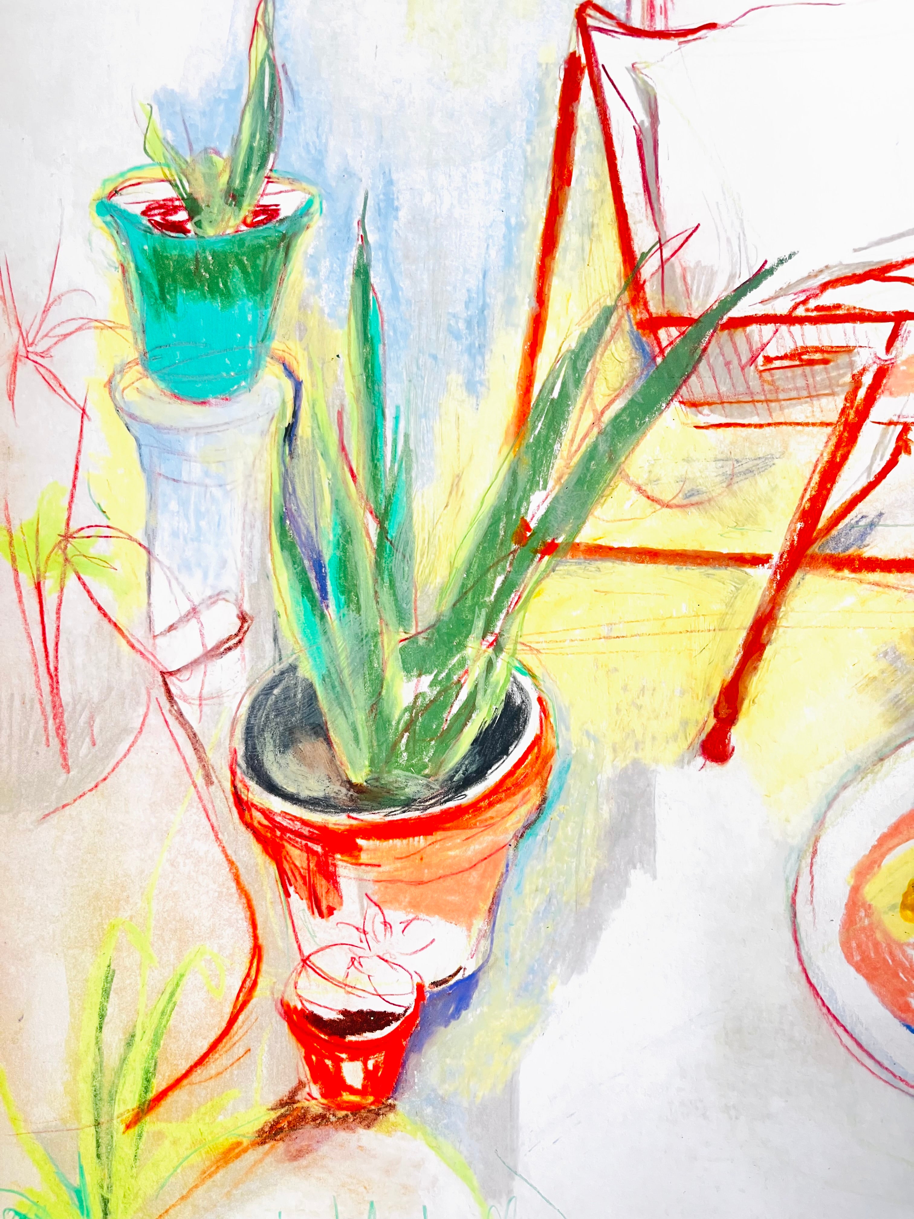 Detalle de la textura matérica y los trazos de color expresionistas en la serie floral de Marta Herballán.