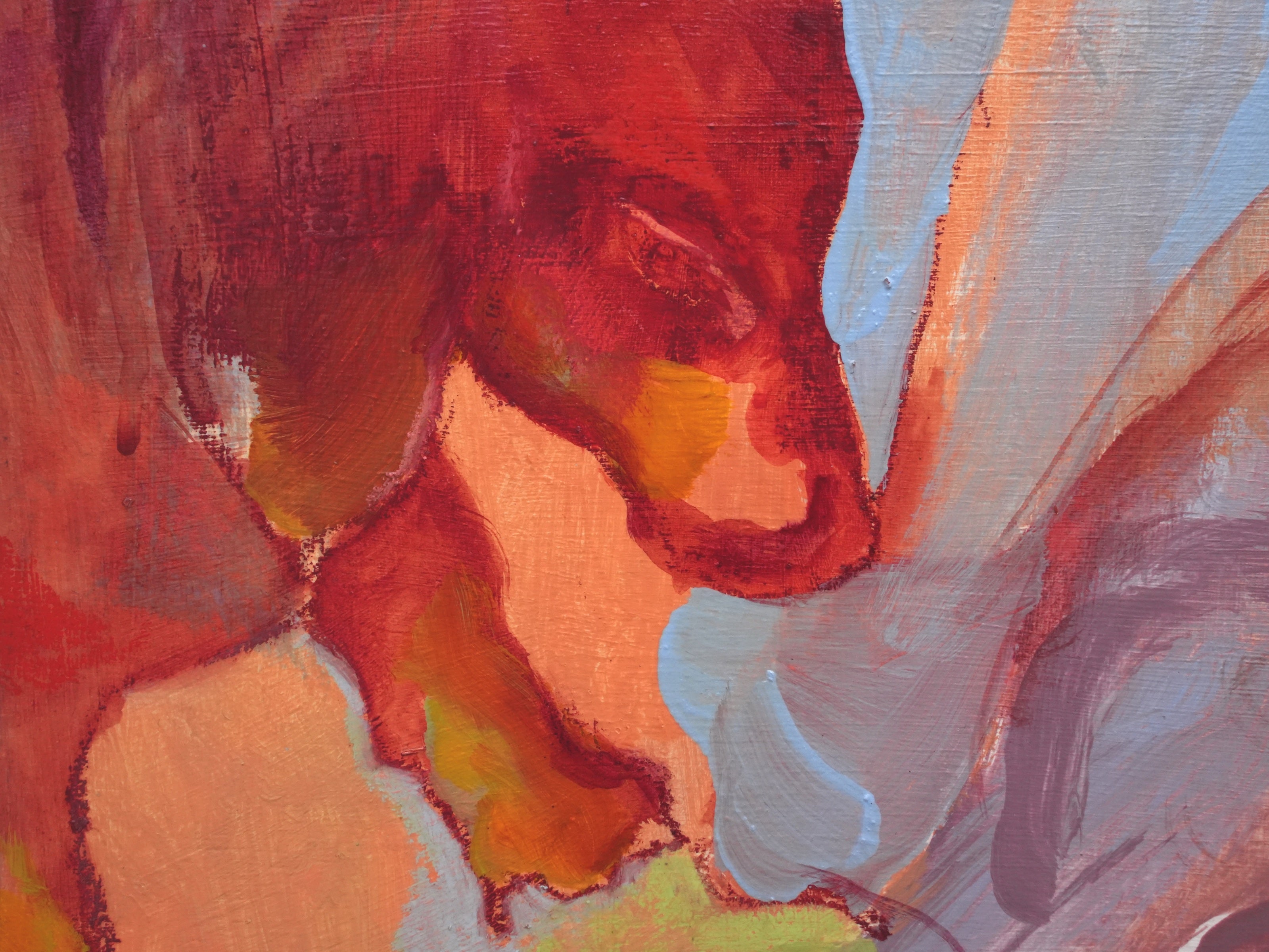 Detalle de la técnica mixta y textura barnizada en la obra contemporánea de Marta Herballán.